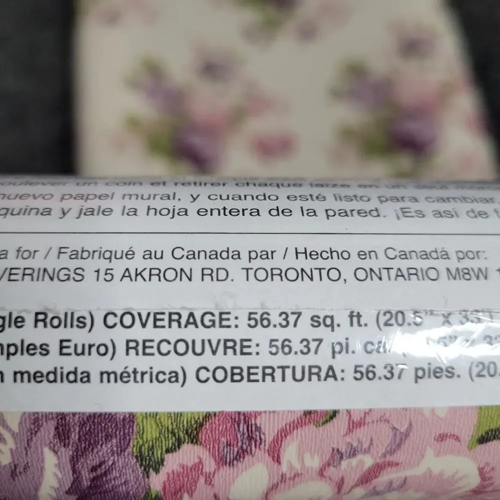 Vintage 90s Sanitas Purple Floral Prepasted Wallpaper, 20.5